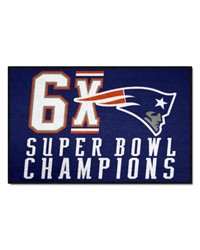 New England Patriots  in 6X Super Bowl Champions in  Starter Mat  19in. X 30in. Blue by   