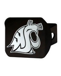 Washington State Cougars Black Metal Hitch Cover with Metal Chrome 3D Emblem Black by   