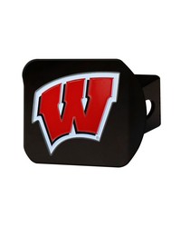 Wisconsin Badgers Black Metal Hitch Cover  3D Color Emblem Red by   