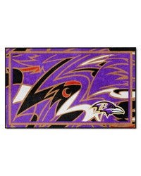 Baltimore Ravens 4ft. x 6ft. Plush Area Rug XFIT Design Pattern by   