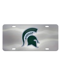 Michigan State Spartans 3D Stainless Steel License Plate Stainless Steel by   