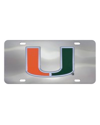 Miami Hurricanes 3D Stainless Steel License Plate Stainless Steel by   