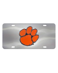 Clemson Tigers 3D Stainless Steel License Plate Stainless Steel by   