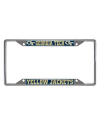 Georgia Tech Yellow Jackets Chrome Metal License Plate Frame 6.25in x 12.25in Blue by   