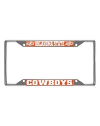 Oklahoma State Cowboys Chrome Metal License Plate Frame 6.25in x 12.25in Orange by   