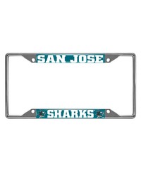 San Jose Sharks Chrome Metal License Plate Frame 6.25in x 12.25in Teal by   