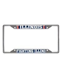 Illinois Illini Chrome Metal License Plate Frame 6.25in x 12.25in Orange by   
