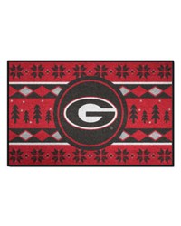 Georgia Bulldogs Holiday Sweater Starter Mat Accent Rug  19in. x 30in. Red by   