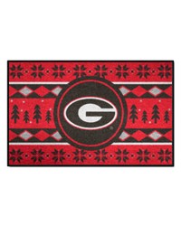 Georgia Bulldogs Holiday Sweater Starter Mat Accent Rug  19in. x 30in. Red by   