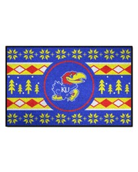 Kansas Jayhawks Holiday Sweater Starter Mat Accent Rug  19in. x 30in. Blue by   