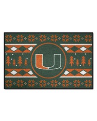 Miami Hurricanes Holiday Sweater Starter Mat Accent Rug  19in. x 30in. Green by   