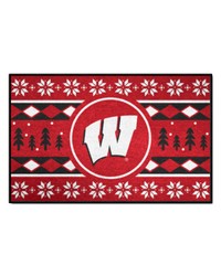 Wisconsin Badgers Holiday Sweater Starter Mat Accent Rug  19in. x 30in. Red by   