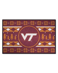 Virginia Tech Hokies Holiday Sweater Starter Mat Accent Rug  19in. x 30in. Red by   