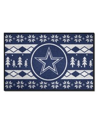 Dallas Cowboys Holiday Sweater Starter Mat Accent Rug  19in. x 30in. Blue by   