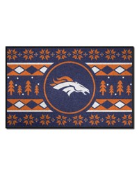 Denver Broncos Holiday Sweater Starter Mat Accent Rug  19in. x 30in. Navy by   