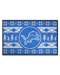 Detroit Lions Holiday Sweater Starter Mat Accent Rug  19in. x 30in. Blue by   