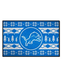 Detroit Lions Holiday Sweater Starter Mat Accent Rug  19in. x 30in. Blue by   