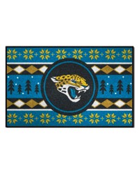 Jacksonville Jaguars Holiday Sweater Starter Mat Accent Rug  19in. x 30in. Teal by   