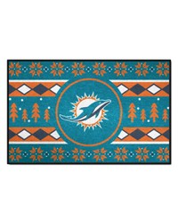 Miami Dolphins Holiday Sweater Starter Mat Accent Rug  19in. x 30in. Teal by   