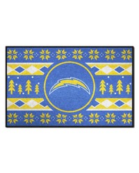 Los Angeles Chargers Holiday Sweater Starter Mat Accent Rug  19in. x 30in. Blue by   