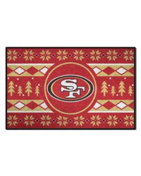 San Francisco 49ers Holiday Sweater Starter Mat Accent Rug  19in. x 30in. Red by   