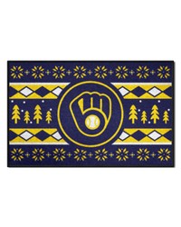 Milwaukee Brewers Holiday Sweater Starter Mat Accent Rug  19in. x 30in. Navy by   