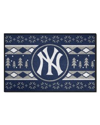 New York Yankees Holiday Sweater Starter Mat Accent Rug  19in. x 30in. Navy by   