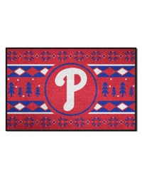 Philadelphia Phillies Holiday Sweater Starter Mat Accent Rug  19in. x 30in. Red by   