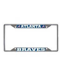 Atlanta Braves Chrome Metal License Plate Frame 6.25in x 12.25in Navy by   