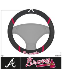Atlanta Braves Embroidered Steering Wheel Cover Black by   