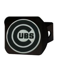 Chicago Cubs Black Metal Hitch Cover with Metal Chrome 3D Emblem Black by   