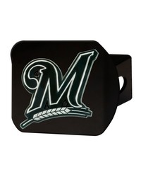 Milwaukee Brewers Black Metal Hitch Cover with Metal Chrome 3D Emblem Black by   