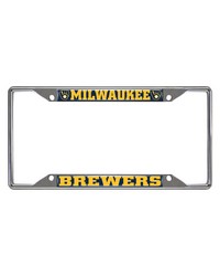 Milwaukee Brewers Chrome Metal License Plate Frame 6.25in x 12.25in Yellow by   