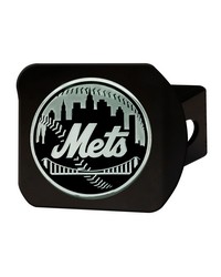 New York Mets Black Metal Hitch Cover with Metal Chrome 3D Emblem Black by   