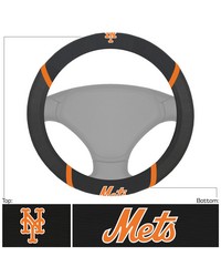 New York Mets Embroidered Steering Wheel Cover Black by   