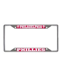Philadelphia Phillies Chrome Metal License Plate Frame 6.25in x 12.25in Red by   