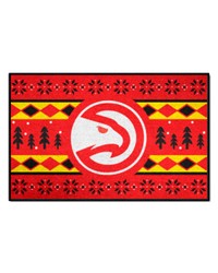Atlanta Hawks Holiday Sweater Starter Mat Accent Rug  19in. x 30in. Red by   