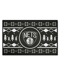 Brooklyn Nets Holiday Sweater Starter Mat Accent Rug  19in. x 30in. Black by   