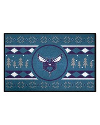 Charlotte Hornets Holiday Sweater Starter Mat Accent Rug  19in. x 30in. Teal by   