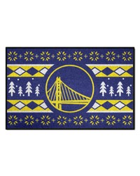 Golden State Warriors Holiday Sweater Starter Mat Accent Rug  19in. x 30in. Blue by   