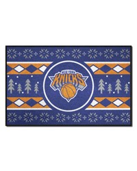New York Knicks Holiday Sweater Starter Mat Accent Rug  19in. x 30in. Blue by   