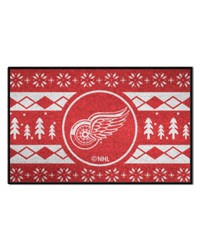 Detroit Red Wings Holiday Sweater Starter Mat Accent Rug  19in. x 30in. Red by   