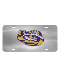 LSU Tigers 3D Stainless Steel License Plate Stainless Steel by   