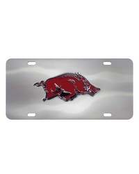 Arkansas Razorbacks 3D Stainless Steel License Plate Stainless Steel by   