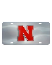 Nebraska Cornhuskers 3D Stainless Steel License Plate Stainless Steel by   