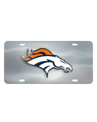 Denver Broncos 3D Stainless Steel License Plate Stainless Steel by   