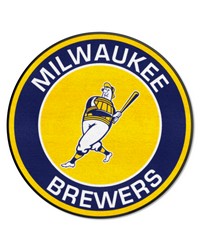 Milwaukee Brewers Roundel Rug  27in. Diameter Yellow by   