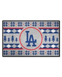Los Angeles Dodgers Holiday Sweater Starter Mat Accent Rug  19in. x 30in. Gray by   