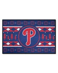 Philadelphia Phillies Holiday Sweater Starter Mat Accent Rug  19in. x 30in. Blue by   