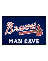 Atlanta Braves  in Braves in  Script Logo Man Cave Starter Mat Accent Rug  19in. x 30in. Navy by   